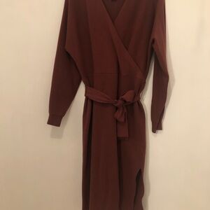 Nicole Miller Rust Brown Wrap Dress